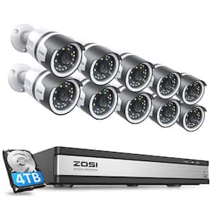 16-Channel 5MP POE 4TB NVR Security Camera System with 10-Wired 5MP Outdoor Cameras, Human Detection, 2-Way Audio