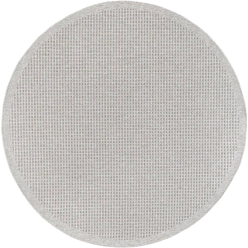 Tayse Rugs Denver Basketweave Taupe 8 ft. Round Indoor/Outdoor Area Rug ...