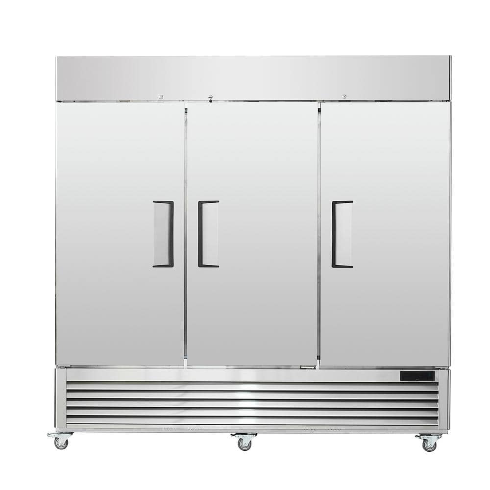60.42 Cu.ft Commercial Refrigerator, Upright 3 Doors, Auto-Defrost, Stainless Steel, 12 Shelves, 33 to 41â„‰ Temp Control