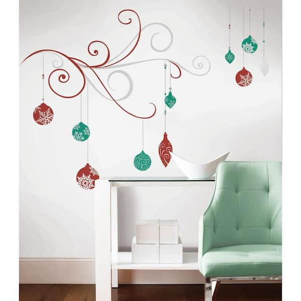 RoomMates 5 in. x 19 in. Holiday Scroll Peel and Stick Giant Wall Decals with Glitter and Metallic Inks