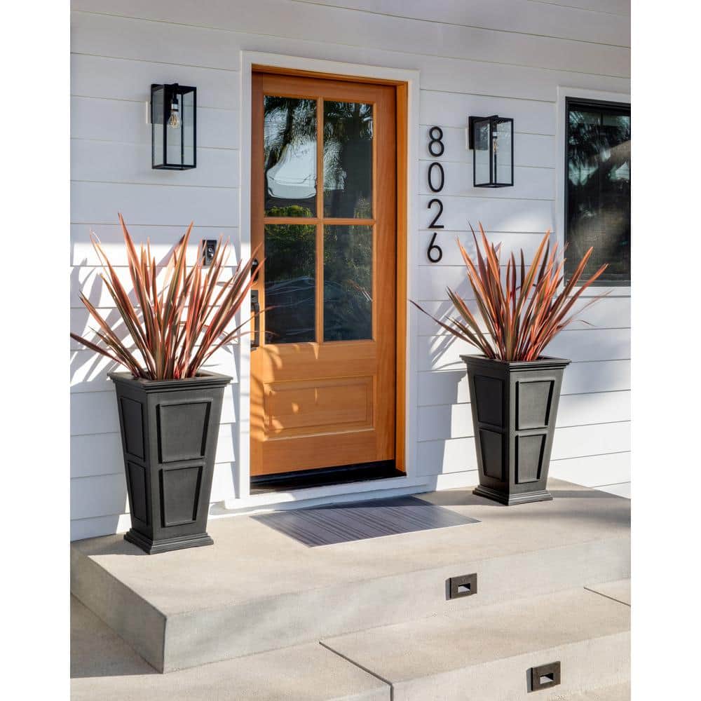 Brixton Tall Black Recycled Plastic Planter Set