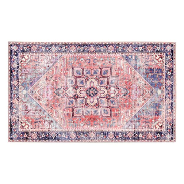 Seraphina Multicolor 3 ft. x 5 ft. Vintage Medallion Machine Washable Non-Slip Area Rug