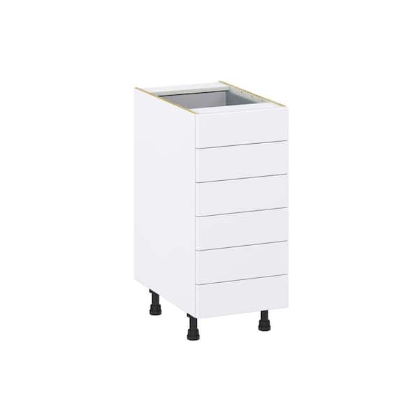 J COLLECTION Milton 15 in. W x 24 in. D x 34.5 in. H Assembled Shaker Drawer Base Kitchen Cabinet in Bright White with 6 Drawers
