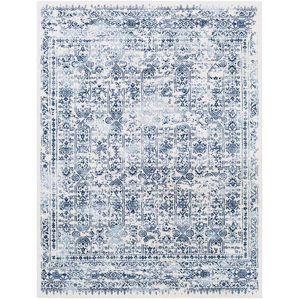 Errol Dark Blue 6 ft. 7 in. x 9 ft. Oriental Distressed Area Rug