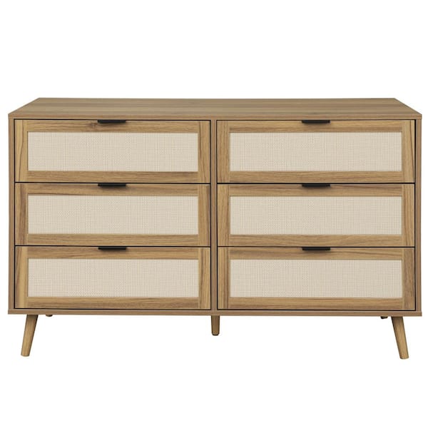 sumyeg Walnut 30.2 in. H 6 Drawer Accent Storage Cabinet for Bedroom, Living room