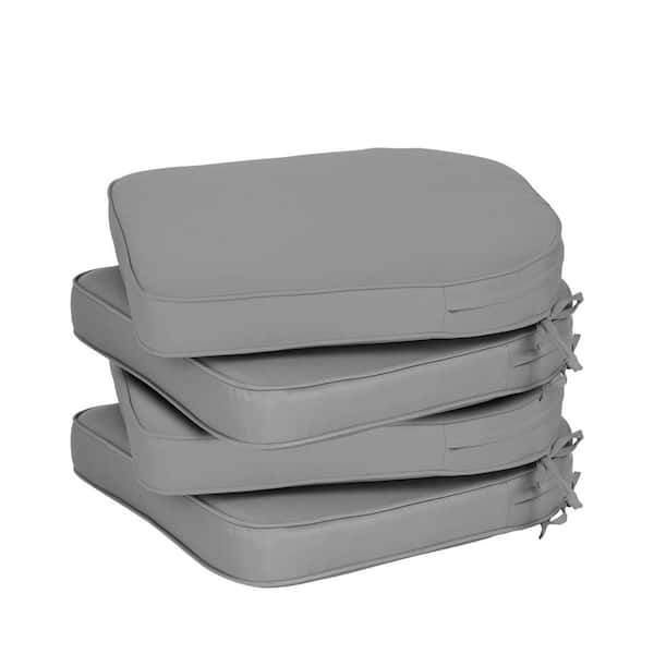 Aoodor 18 in. x 19 in. Rectangle Outdoor Dining Chair Seat Cushion Pads with Ties and Zipper in Gray (4-Pack)