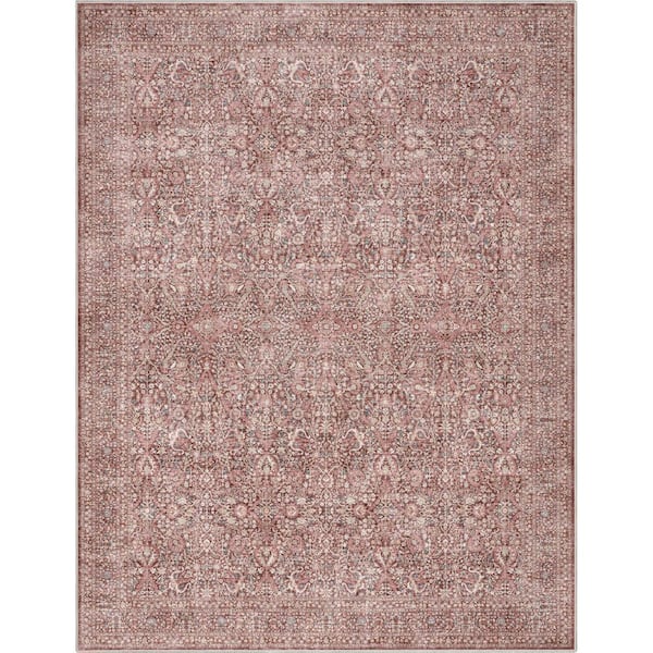 Red 7 ft. 7 in. x 9 ft. 10 in. Flat-Weave Asha Isolde Vintage Oriental Botanical Area Rug