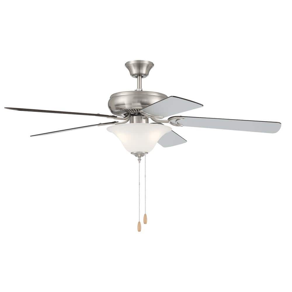 52'' Brushed Nickel Ceiling Fan with Frosted Glass Light Kit
