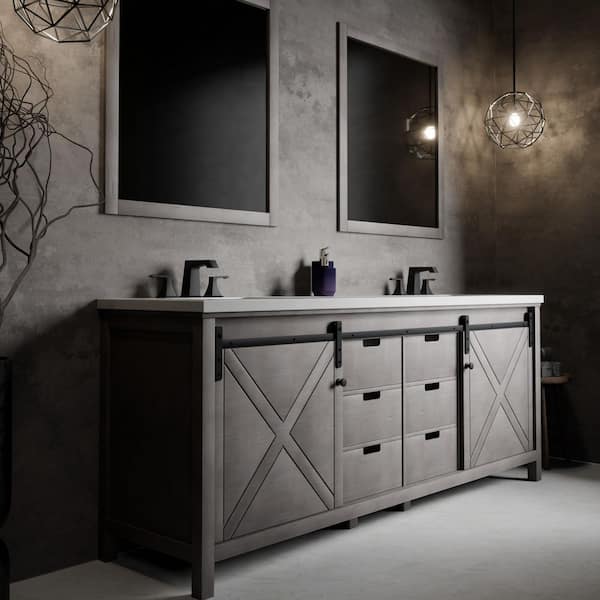 Marsyas 84 in W x 22 in D Ash Grey Double Bath Vanity and Cultured Marble Countertop