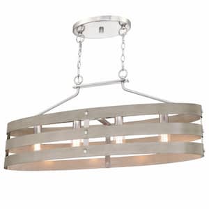 4-Light Finish Gray Chandelier With Shade