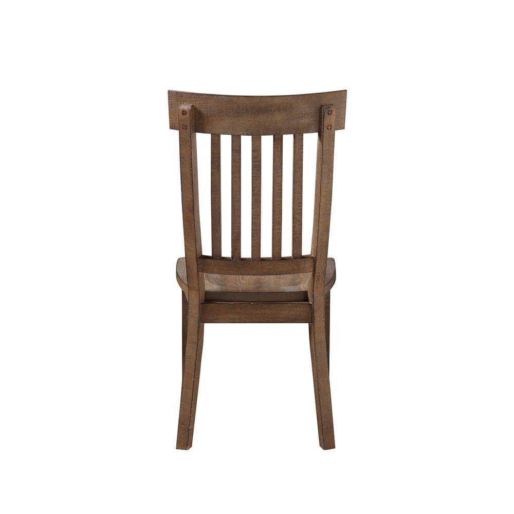 Rustic Brown High Wood Slat Back Side Chair