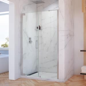 Elegance-LS 56 in. to 58 in. W x 72 in. H Frameless Pivot Shower Door in Brushed Nickel