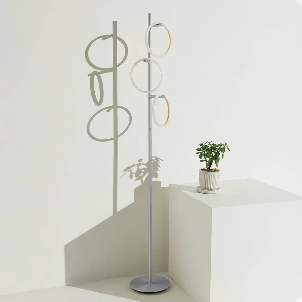 Saturn 66" Silver LED 3-Light Floor Lamp