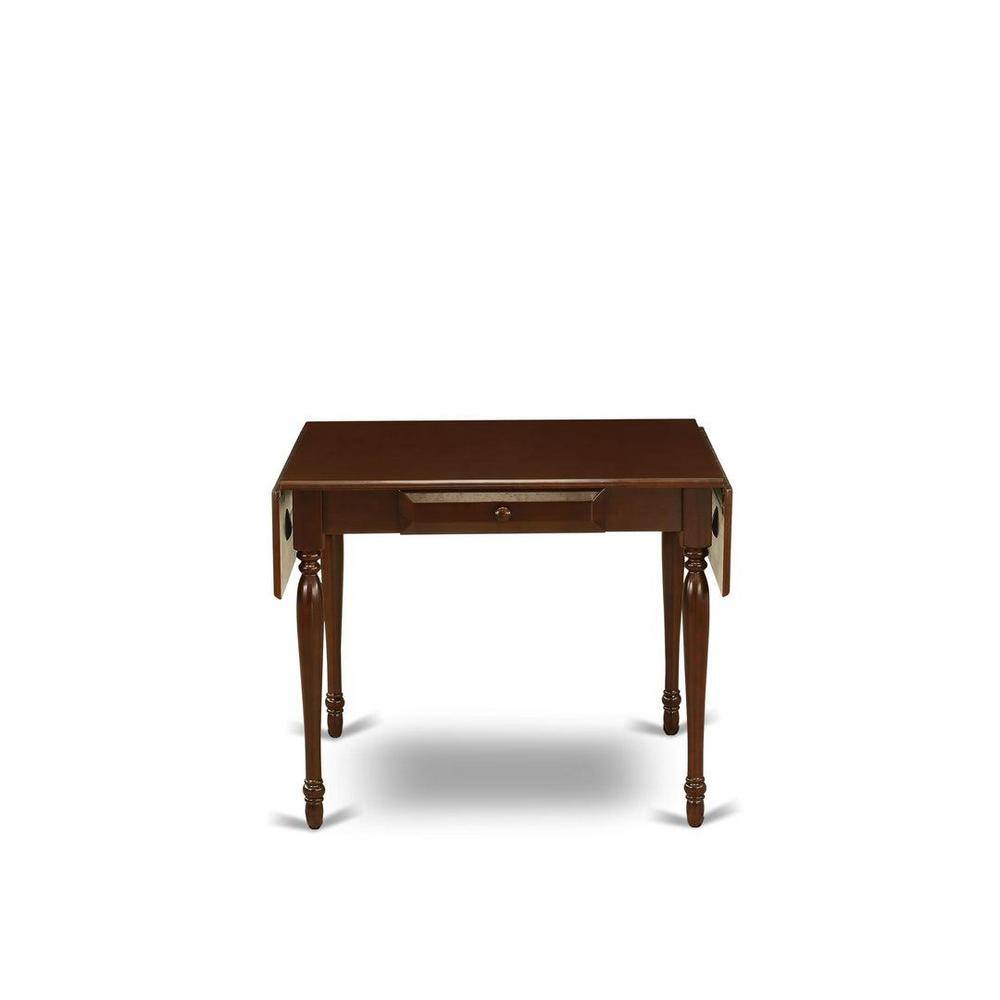 Mahogany 3-Piece Dining Set with Burgundy Upholstered Chairs