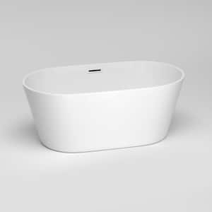 59 in. Acrylic Flatbottom Non-Whirlpool Bathtub in White