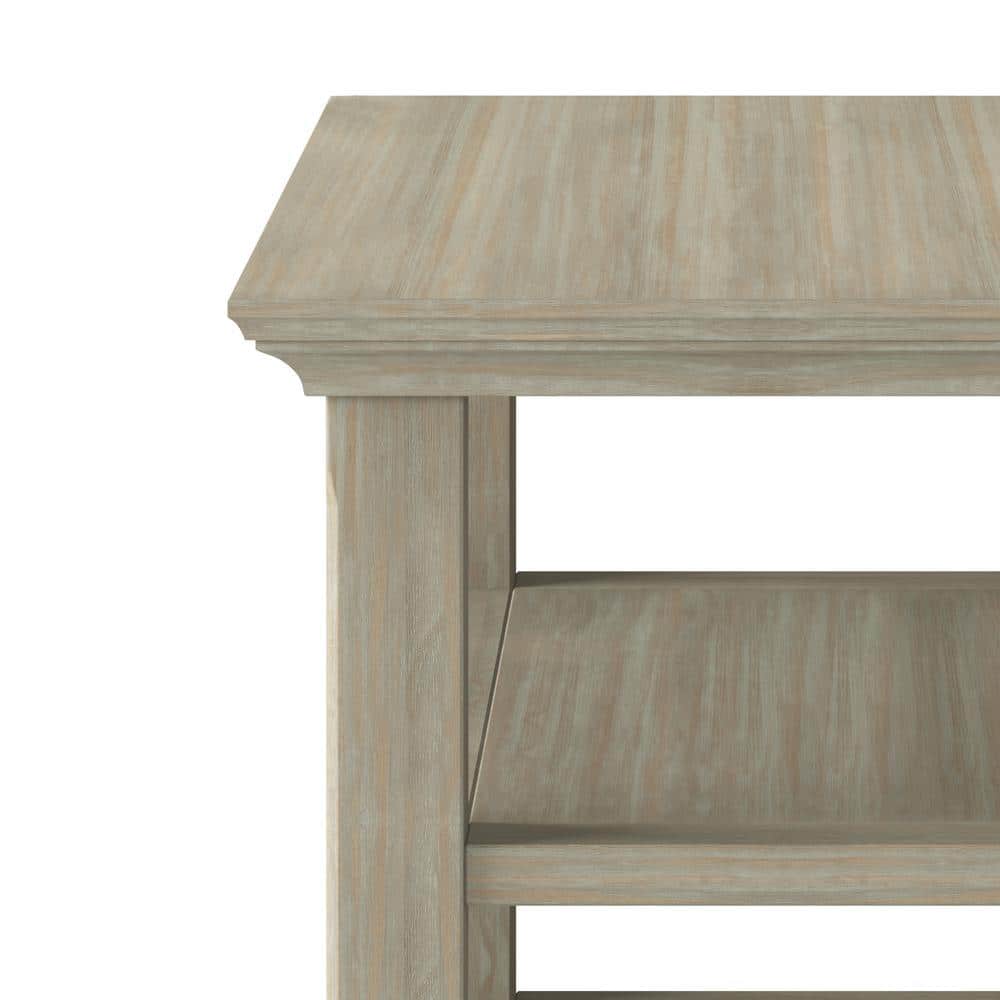 Acadian Distressed Grey Solid Pine 14" Narrow Side Table with Shelves