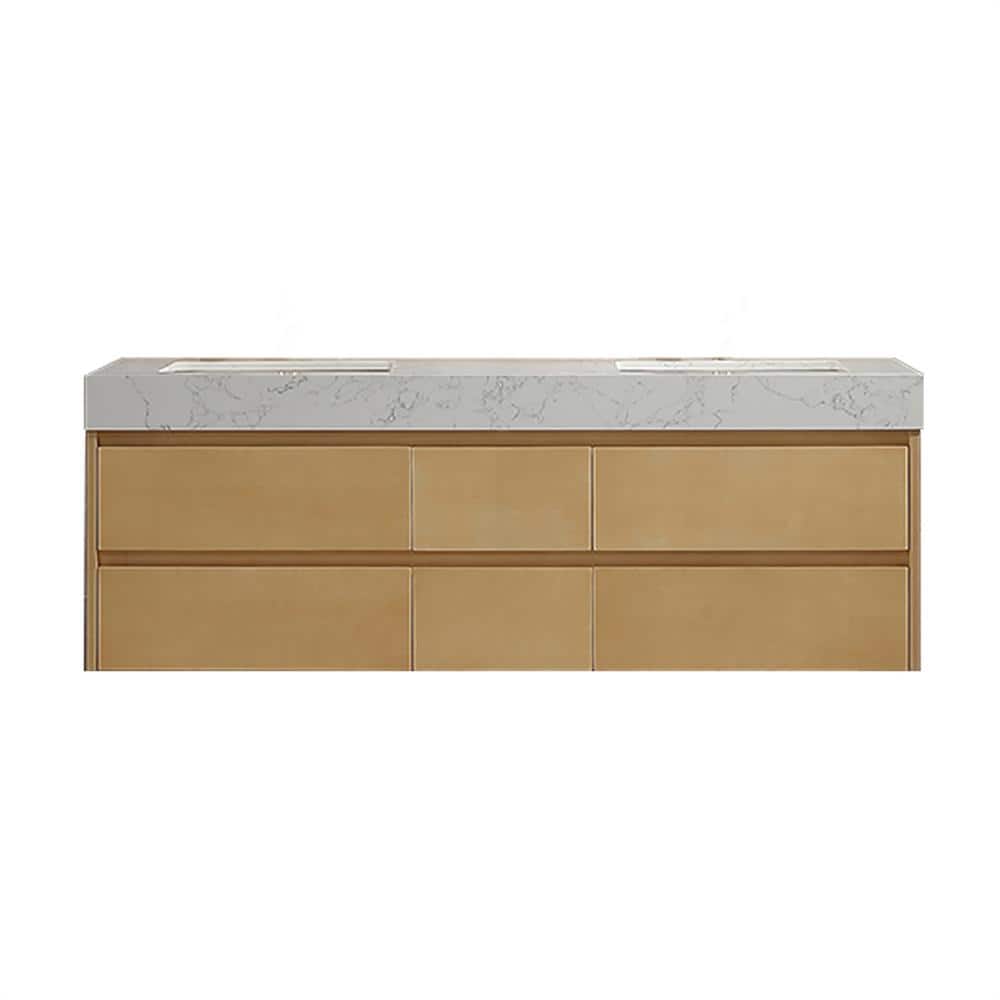 60 in. W x 21 in. D x 21 in. H Floating Bath Vanity in Maple with White Eng