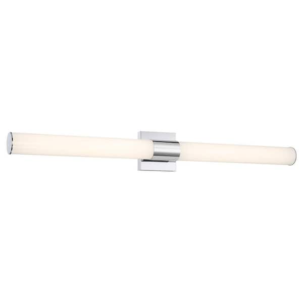 Minka Lavery Vantage 36 in. 1-Light Chrome CCT LED Tube Vanity Light with White Acrylic Shade