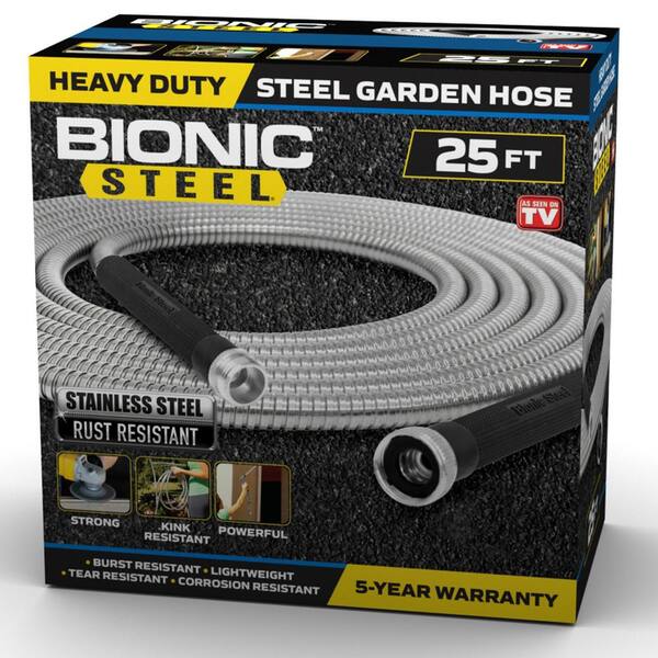Bionic Steel 5/8 in. Dia. x 25 ft. Heavy-Duty Stainless Steel Garden Hose