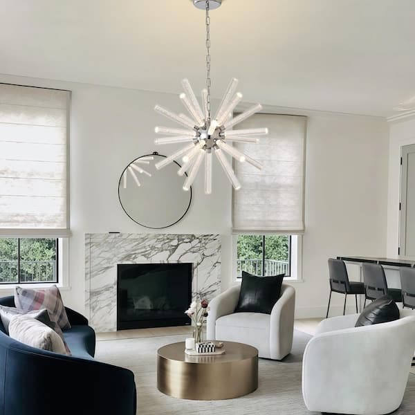 BAOURE 24 Light Dimmable Integrated LED Silver Bubble Pillar