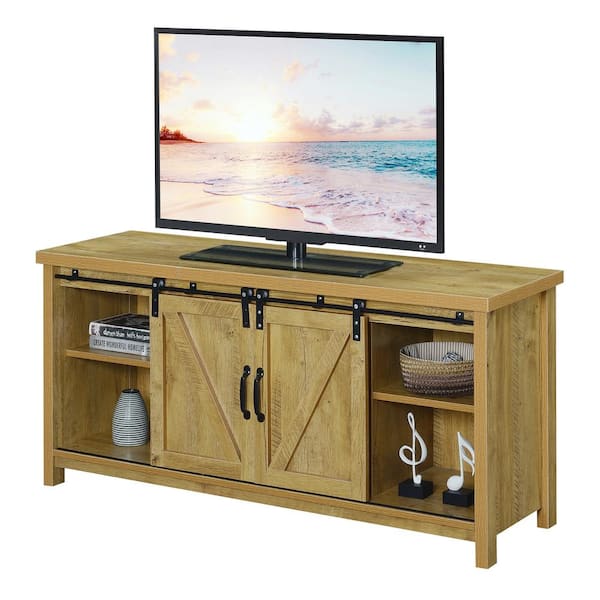 Unbranded - Blake 52 in. W English Oak Particle Board TV Stand with Barn Doors fits up to a 55 in. TV