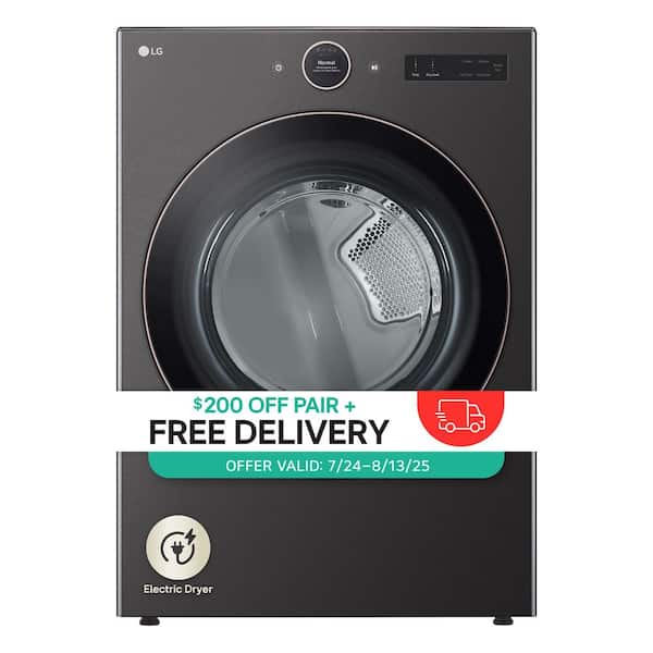 7.4 cu. ft. Vented Stackable SMART Electric Dryer in Black Steel with TurboSteam and AI Sensor Dry Technology