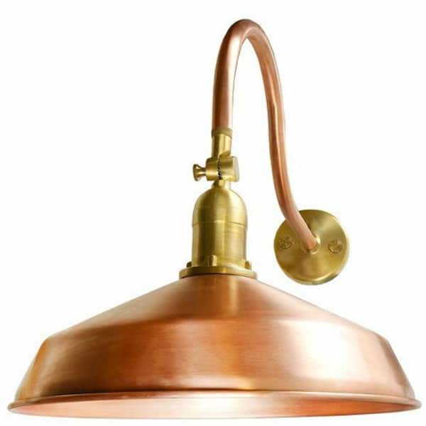 AQLIGHTING 1-Light Copper Hardwired Outdoor Barn Light Sconce