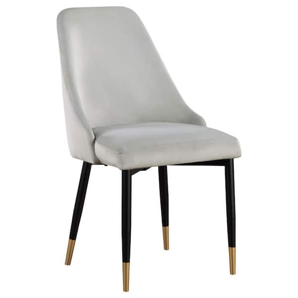Benjara Gray, Black and Gold Velvet Curved Back Dining Chair (Set of 2)