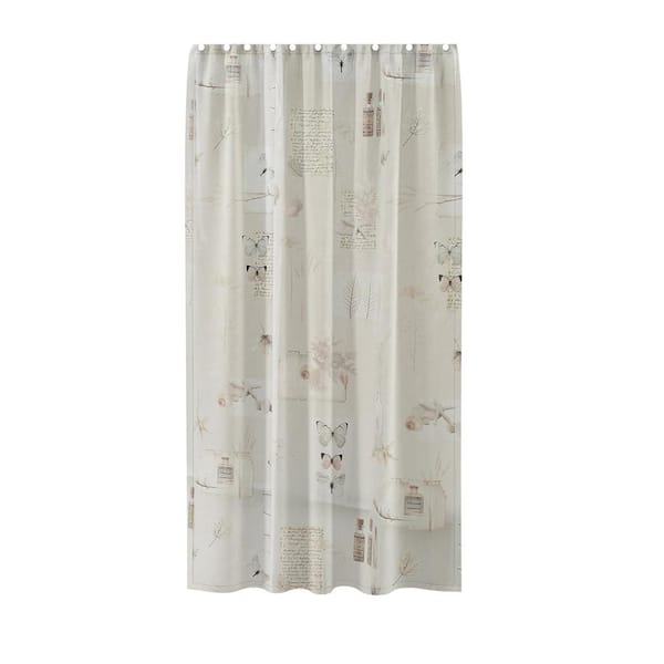 Dragonfly 70 in. x 72 in. Tan, Natural and Brown 100% Cotton Shower Curtain, Curtain Hooks and Bath Rug Set Dragonfly 70 in. x 72 in. Tan, Natural and Brown 100% Cotton Shower Curtain, Curtain Hooks and Bath Rug Set