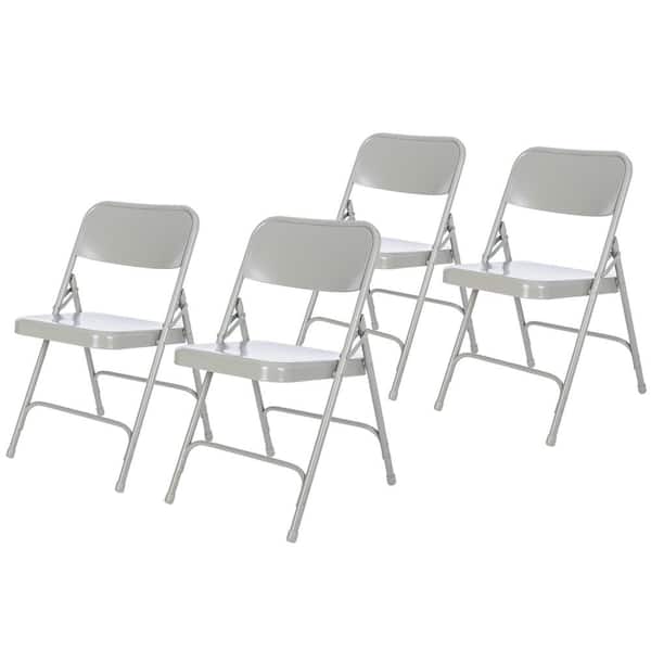 HAMPDEN FURNISHINGS Bernadine Dining Folding Chair With Metal Seat, Grey (Pack of 4)
