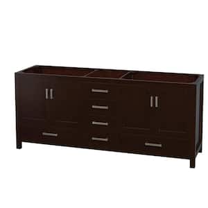 Sheffield 78.5 in. W x 21.5 in. D x 34.25 in. H Double Bath Vanity Cabinet without Top in Espresso