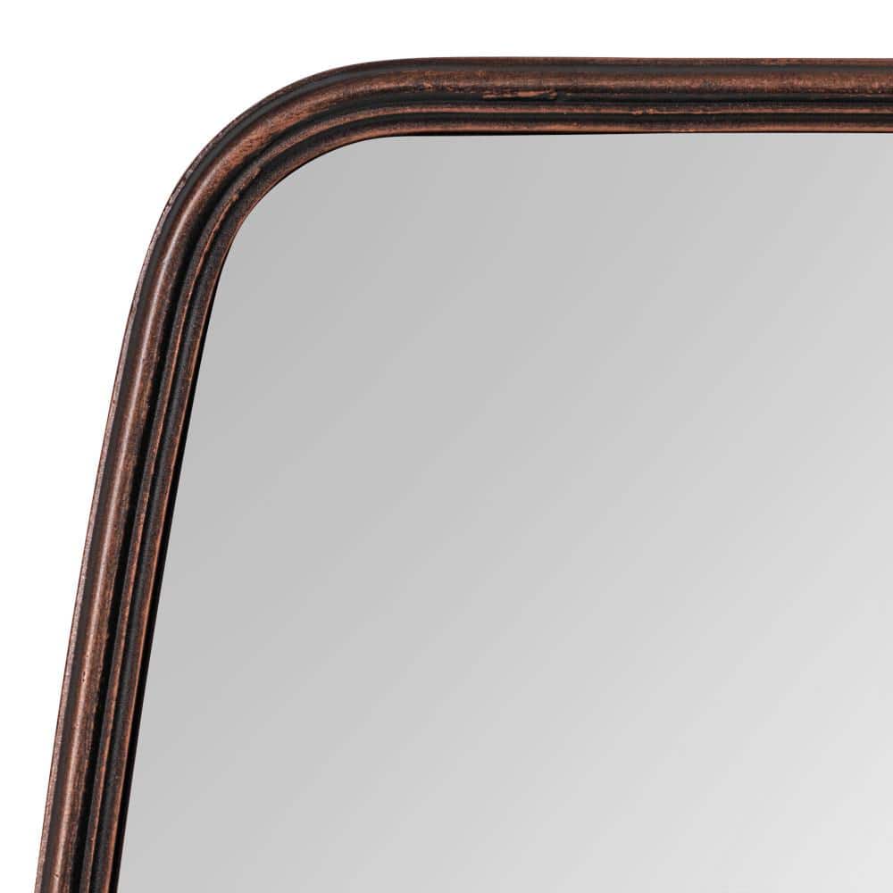 Bronze Barrel-Shaped Full Length Mirror with Wood Frame, 18x48