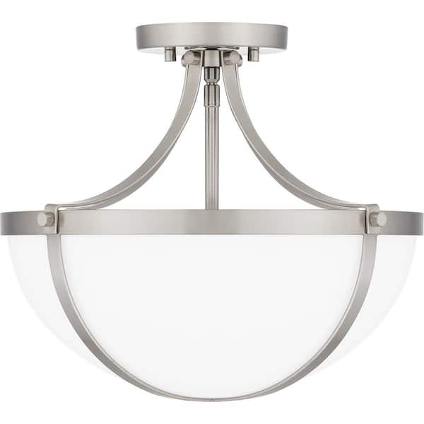 Quoizel Antebellum 14.75 in. 2-Light Brushed Nickel Semi-Flush Mount