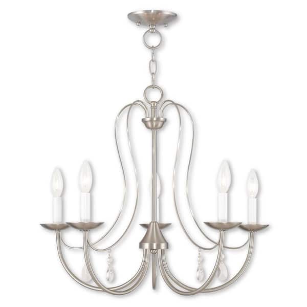 AVIANCE LIGHTING Abbeywood 5-Light Brushed Nickel Chandelier with Clear Crystals