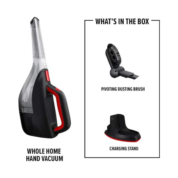 Whole Home 12-Volt Bagless, Cordless, Rinseable Filter, Handheld Vacuum Cleaner with Multi-Surface Tool Kit, in Black