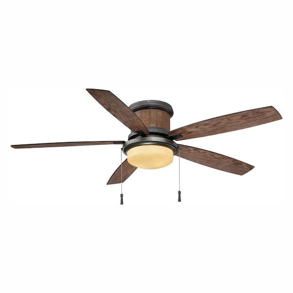 Hampton Bay Roanoke 56 in. Indoor/Outdoor Wet Rated Natural Iron Ceiling Fan with LED bulbs Included