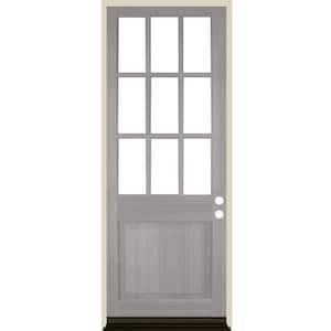 36 in. x 96 in. 9-Lite with Beveled Glass Left Hand Grey Stain Douglas Fir Prehung Front Door