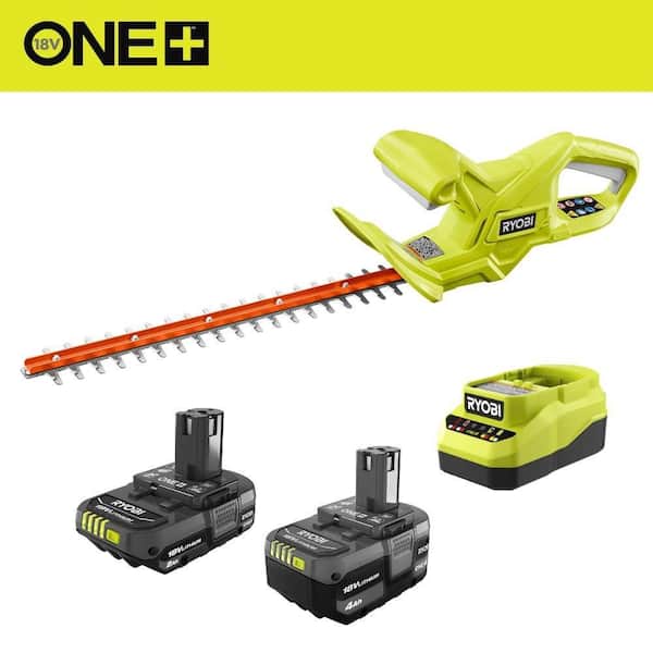 ONE+ 18V Lithium-Ion Starter Kit with 2.0 Ah Battery, 4.0 Ah Battery, Charger, and FREE ONE+ 18” Cordless Hedge Trimmer