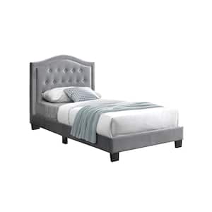 Fabric Upholstered Grey Twin Bed