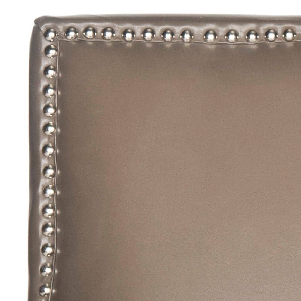 Contemporary Clay Gray Faux Leather & Wood Arm Chair