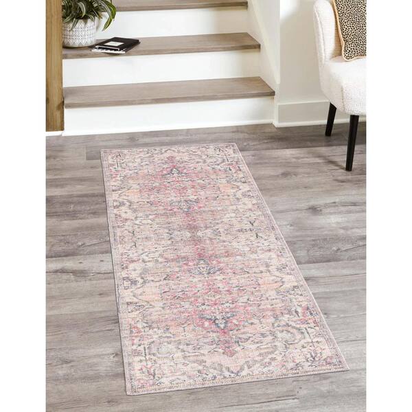 Nostalgia Meknes Beige Pink 2 ft. x 5 ft. Machine Washable Area Rug