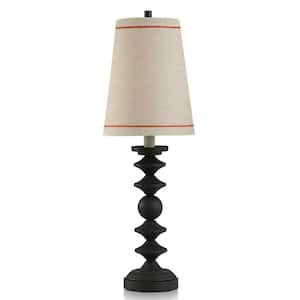 Deco 30 in. Black Candlestick Task and Reading Table Lamp for Living Room with Beige Linen Shade