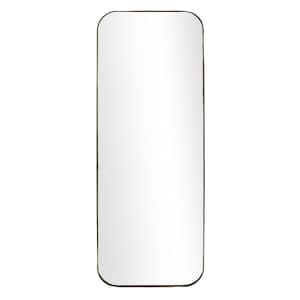 26 in. W. x 64 in. Modern Full Length Rounded Corner Mirror in Gold Stainless Steel Finish