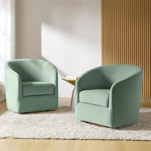 Estefan Sage Polyester Arm Chair with Swivel (Set of 2)
