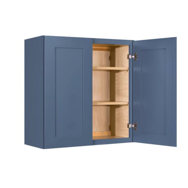 LIFEART CABINETRY Lancaster Blue Plywood Shaker Stock Assembled Wall Kitchen Cabinet 36 in. W x 30 in. H x 12 in. D