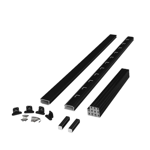 Fiberon BRIO 42 in. x 72 in. (Actual: 42 in. x 70 in.) Black PVC Composite Stair Railing Kit w/Square Composite Balusters