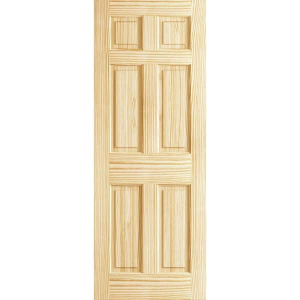 32 in x 80 in Colonial 6-Panel Solid Core Clear Pine Wood Interior Door Slab