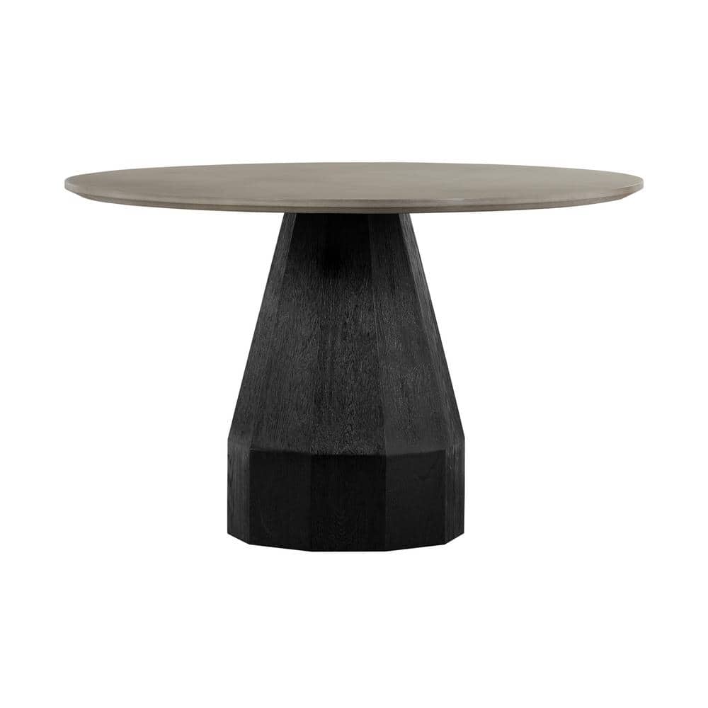Revival 47 in. Round Gray Concrete and Dark Gray Oak Dining Table - Seats u
