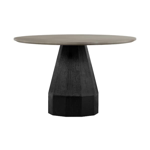 Armen Living Revival 47 in. Round Gray Concrete and Dark Gray Oak Dining Table - Seats up to 4