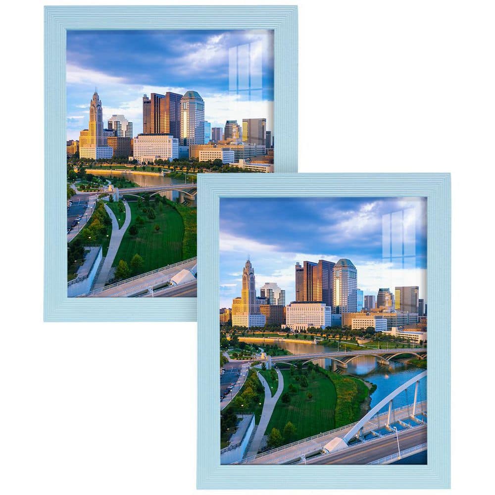 Wexford Home Grooved 8 in. x 10 in. Blue Picture Frame (Set of 2